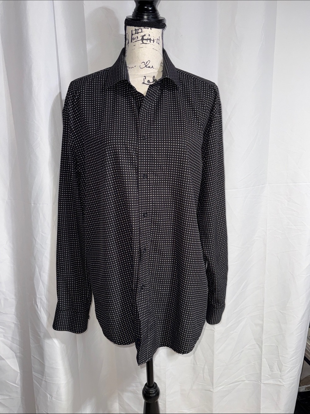 Marc Asher Black Patterned Button-Down Shirt